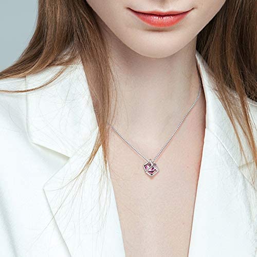Birthstone Necklace/Earring 925 Sterling Silver Women Cross/3D Cube/Cresent Moon Birth Stone Jewelry Mens Birthday Gift Anniversary Present - Image 5